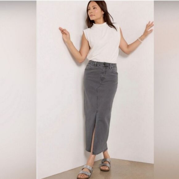 KUT From The Kloth Gray Kindra Maxi Front Slit Skirt Size 2 NWT - Picture 1 of 14
